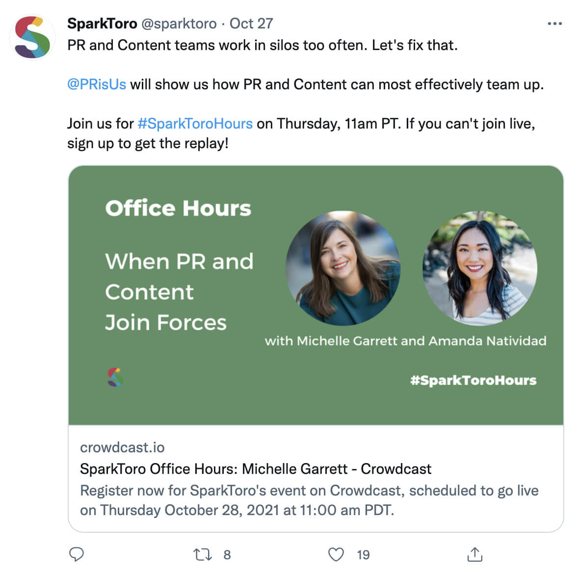 SparkToro twitter content